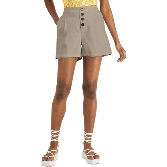 INC International Concepts INC Women’ High Rise Button Fly Shorts, Toasted Twine - Picture 1 of 6